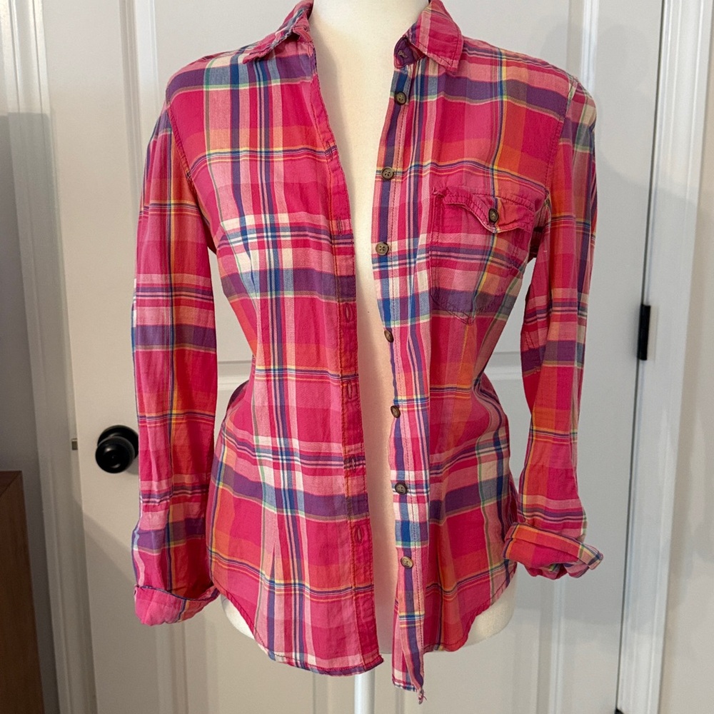 H&M Pink and Purple Plaid Shirt